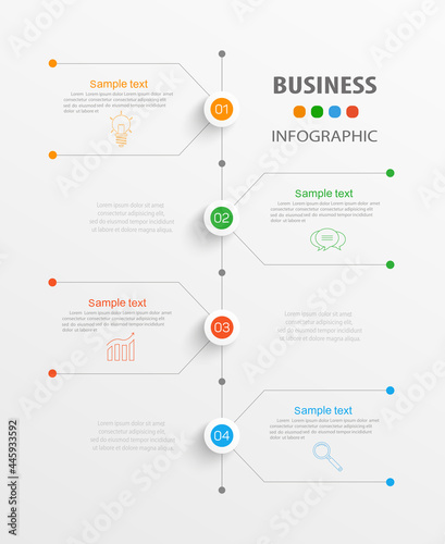 Business infographic template with 4 options, steps or processes. Can be used for workflow layout, diagram, annual report, web design