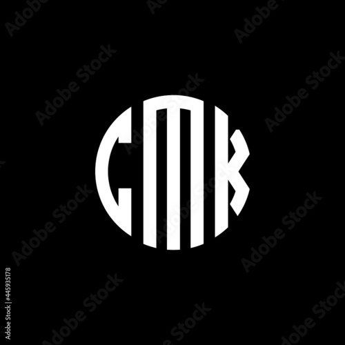 CMK letter logo design. CMK letter in circle shape. CMK Creative three letter logo. Logo with three letters. CMK circle logo. CMK letter vector design logo  photo