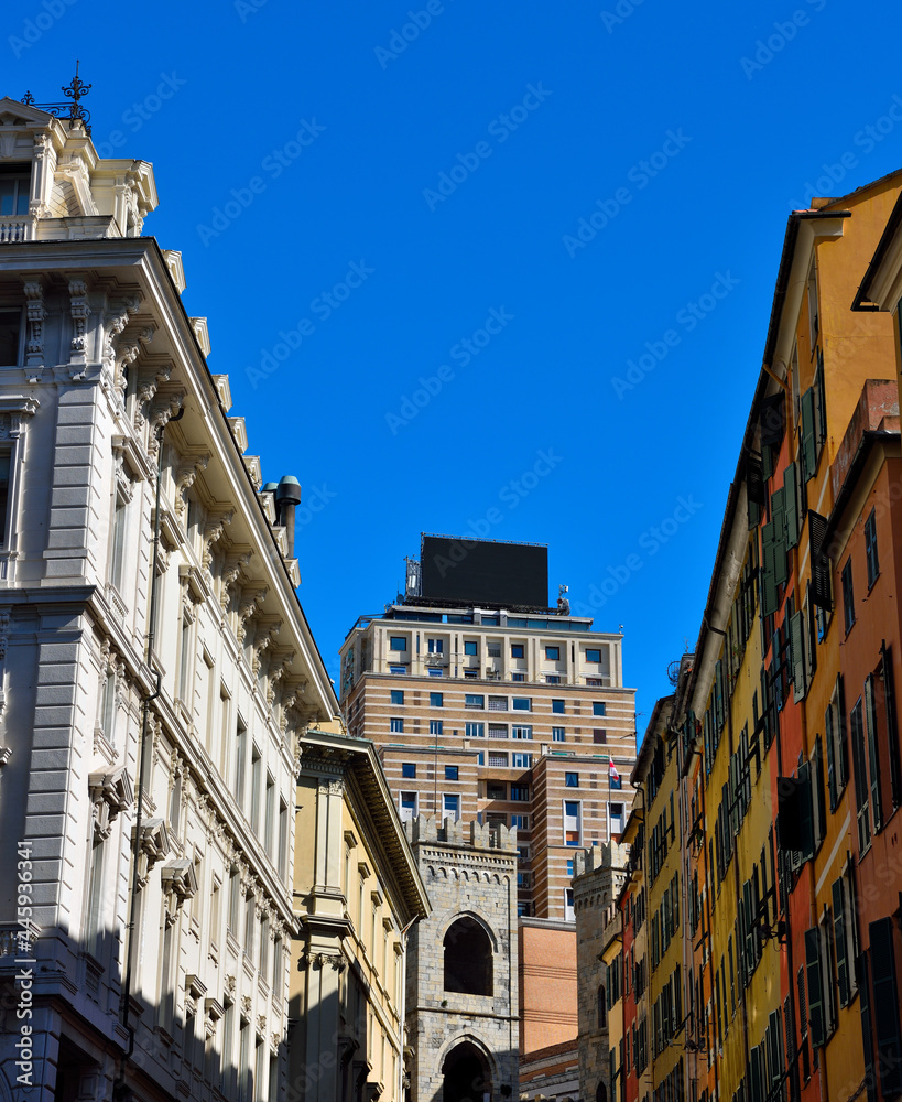historic center and terrace skyscraper colombo Genoa Italy