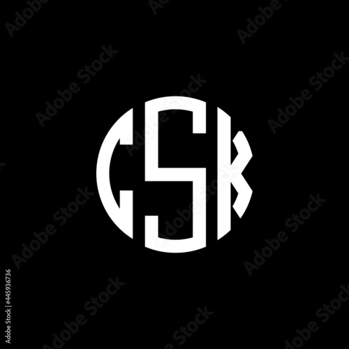 CSK letter logo design. CSK letter in circle shape. CSK Creative three letter logo. Logo with three letters. CSK circle logo. CSK letter vector design logo  photo