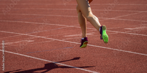Shadow of a runner on the track. Professional sport concept. Horizontal sport poster, greeting cards, headers, website