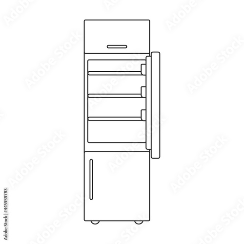 Freezer vector outline icon. Vector illustration refrigerator fridge on white background. Isolated outline illustration icon of freezer.