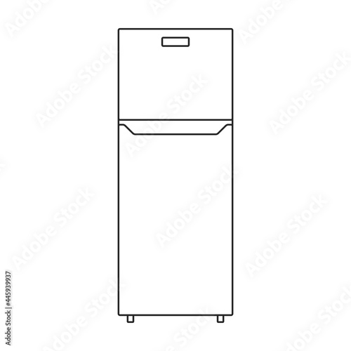 Freezer vector outline icon. Vector illustration refrigerator fridge on white background. Isolated outline illustration icon of freezer.