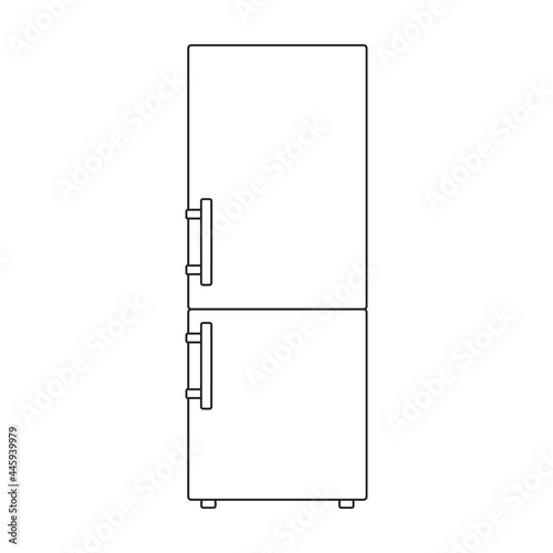 Freezer vector outline icon. Vector illustration refrigerator fridge on white background. Isolated outline illustration icon of freezer.