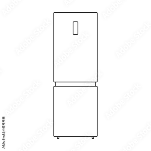 Freezer vector outline icon. Vector illustration refrigerator fridge on white background. Isolated outline illustration icon of freezer.