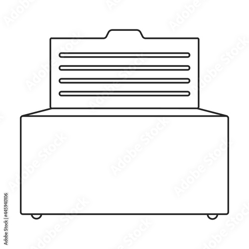 Freezer vector outline icon. Vector illustration refrigerator fridge on white background. Isolated outline illustration icon of freezer.