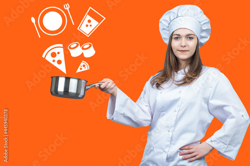 Woman restaurant chef. Rest...