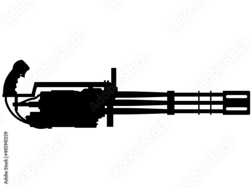 Classic US Army and United States Air Force machine gun M134-A2 electric, Airsoft Gatling Gun with 6 barrels. Detailed vector illustration realistic silhouette photo