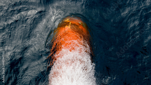 Bulbous bow. Fore part of ship. Top view.