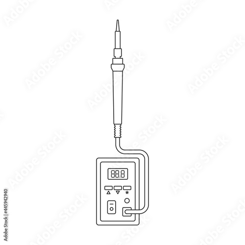 Iron solder vector outline icon. Vector illustration soldering on white background. Isolated outline illustration icon of iron solder.