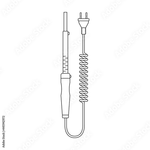 Iron solder vector outline icon. Vector illustration soldering on white background. Isolated outline illustration icon of iron solder.