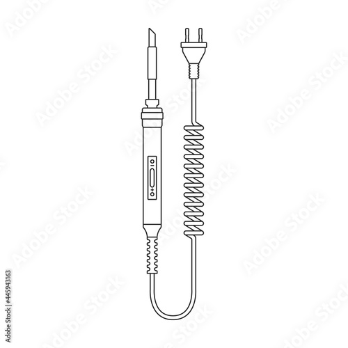 Iron solder vector outline icon. Vector illustration soldering on white background. Isolated outline illustration icon of iron solder.