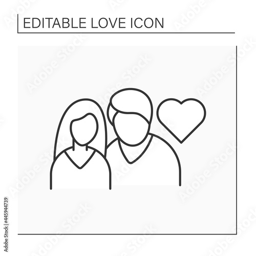 Couple line icon. Two people love each other. Romantic relationship between man and woman. Love concept. Isolated vector illustration. Editable stroke