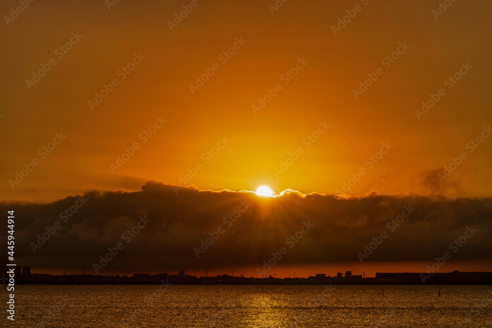 Sunrise, July 19, 2021, Sanbanze, Urayasu, Japan Sunrise, July 19, 2021, Sanbanze, Urayasu, Japan