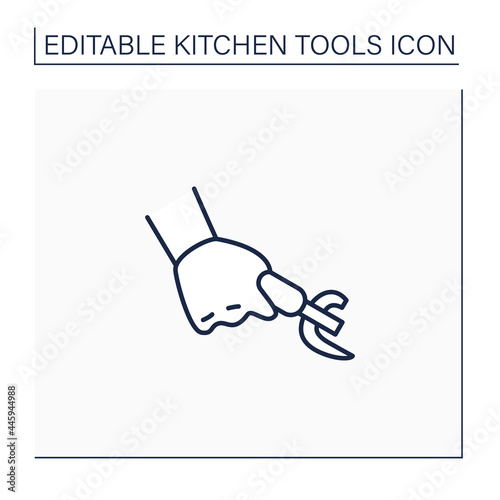 Can opener line icon. Tin opener. Device for open up tin can.Kitchen tools concept. Isolated vector illustration. Editable stroke