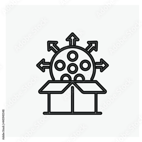 Film distribution vector icon. Editable stroke. Symbol in Line Art Style for Design, Presentation, Website or Apps Elements, Logo. Pixel vector graphics - Vector