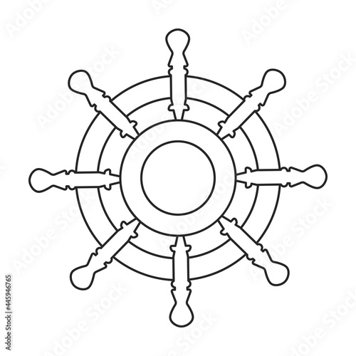 Ship wheel vector outline icon. Vector illustration helm on white background. Isolated outline illustration icon of ship wheel .