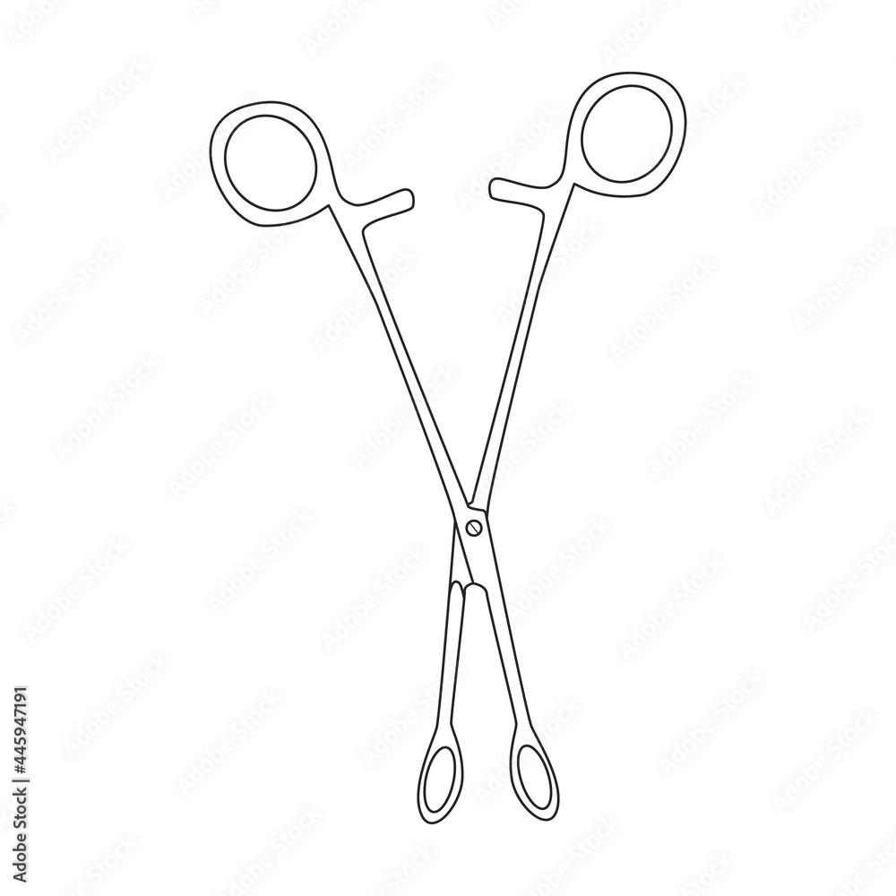 Medical forceps vector outline icon. Vector illustration clamp on white background. Isolated outline illustration icon of medical forceps. Medical forceps vector outline icon. Vector illustration clamp on white background. Isolated outline illustration icon of medical forceps.