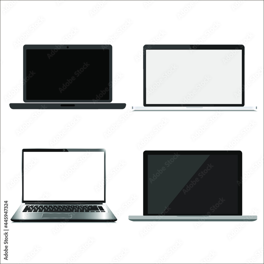 Realistic laptop with blank screen on a white background laptop Icon Vector. Realistic laptop with blank screen on a white background laptop Icon Vector.