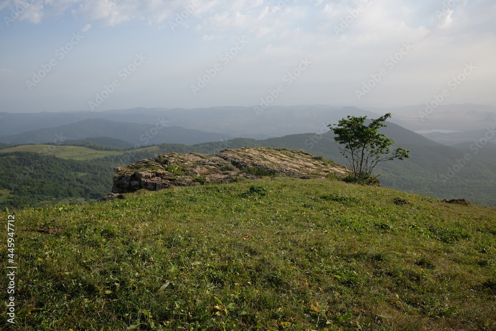 travel to sunny day in mountains