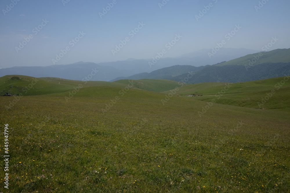 Fototapeta premium travel to sunny day in mountains