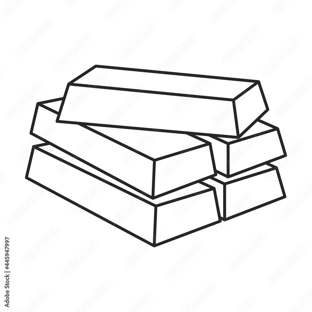 Golden bars vector outline icon. Vector illustration gold ingot on white background. Isolated outline illustration icon of golden bars . Golden bars vector outline icon. Vector illustration gold ingot on white background. Isolated outline illustration icon of golden bars .