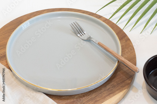 plate with fork  on table