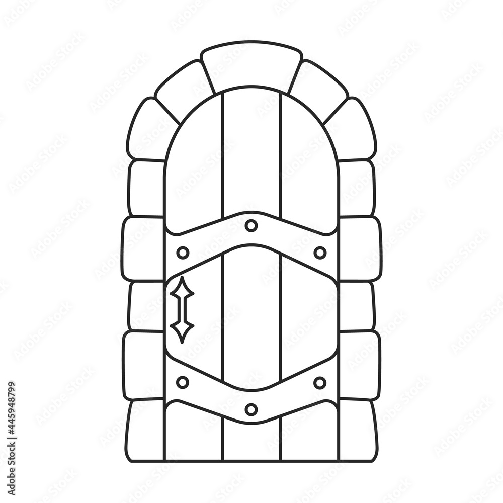 Door medieval vector outline icon. Vector illustration doors castle on ...