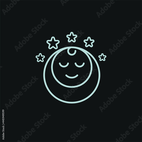 Baby, Star, and Crescent icon. Sleepy Baby Logo design. Vector Illustration.