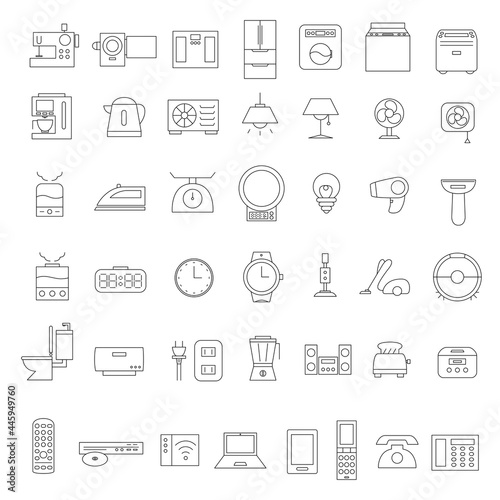 日用品の線画アイコンセット