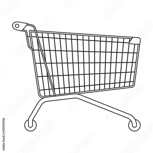 Trolley basket vector outline icon. Vector illustration supermarketart cart on white background. Isolated outline illustration icon of trolley basket .