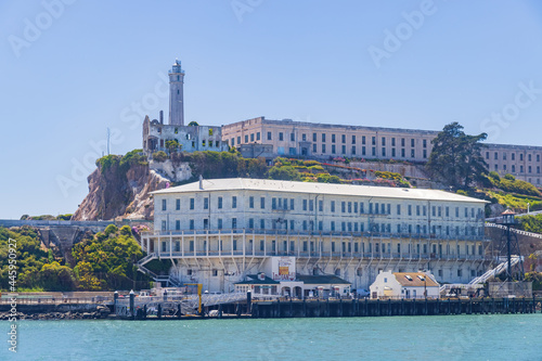Sunny view of the Alcatraz Island and San Francisco Bay