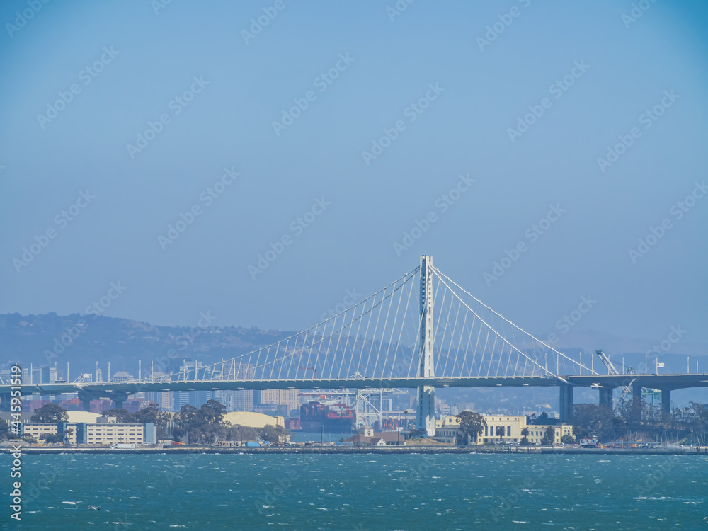 Sunny view of the San Francisco Oakland Bay Bridge