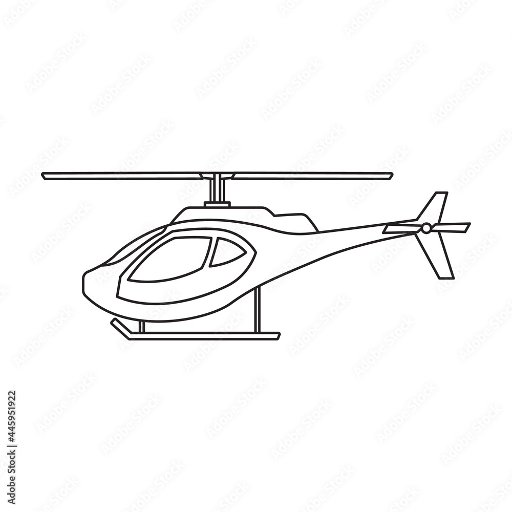 Helicopter vector outline icon. Vector illustration copter on white background. Isolated outline illustration icon of helicopter. Helicopter vector outline icon. Vector illustration copter on white background. Isolated outline illustration icon of helicopter.