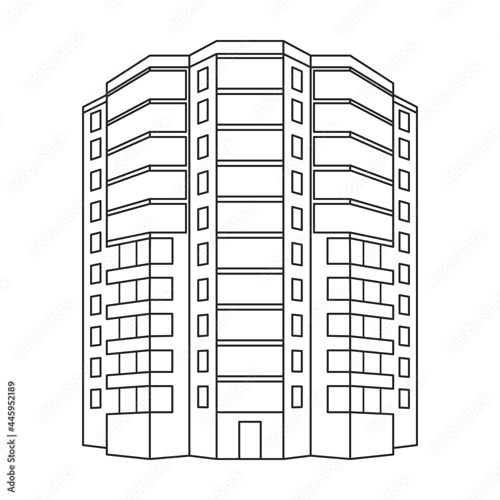 Building high vector outline icon. Vector illustration skyscraper on white background. Isolated outline illustration icon of building high . Building high vector outline icon. Vector illustration skyscraper on white background. Isolated outline illustration icon of building high .