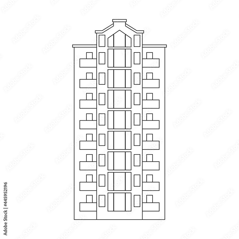 Building high vector outline icon. Vector illustration skyscraper on white background. Isolated outline illustration icon of building high . Building high vector outline icon. Vector illustration skyscraper on white background. Isolated outline illustration icon of building high .