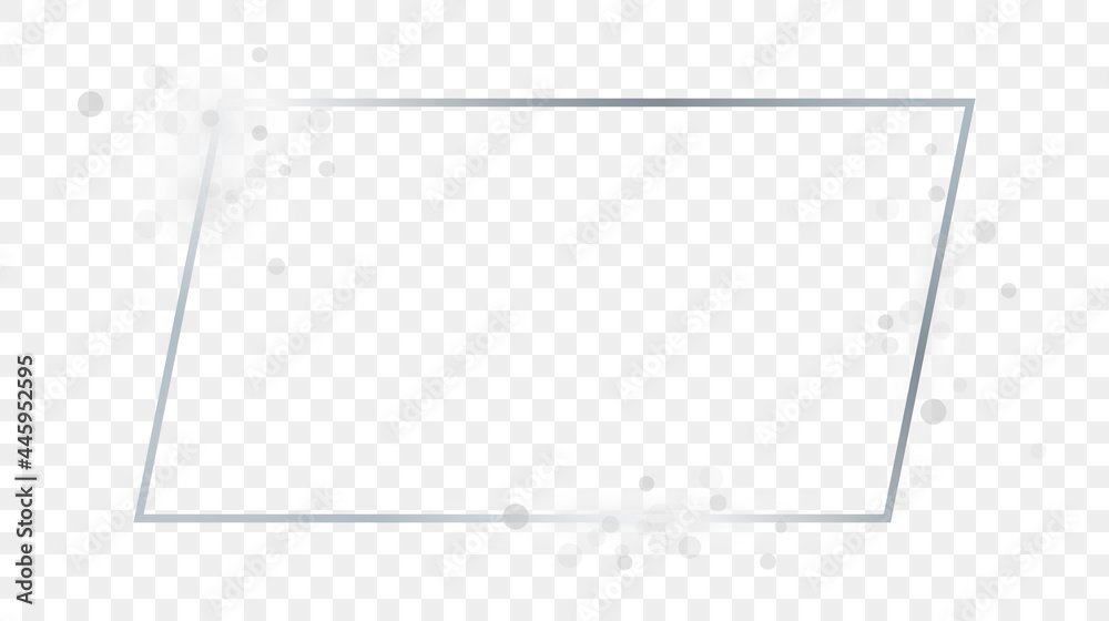 Silver glowing rectangular shape frame with sparkles Silver glowing rectangular shape frame with sparkles