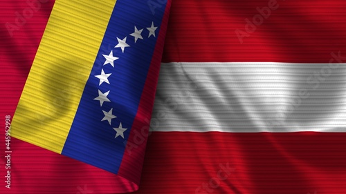 Austria and Venezuela Realistic Flag – Fabric Texture 3D Illustration