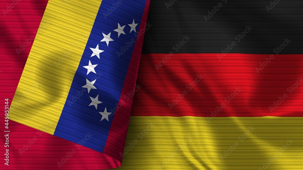 Germany and Venezuela Realistic Flag – Fabric Texture 3D Illustration