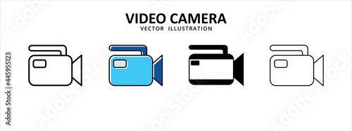 professional camera movie video recorder device icon vector illustration simple flat line graphic design