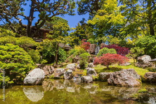 Sunny view of the Japanese Tea Garden in Golden Gate Park