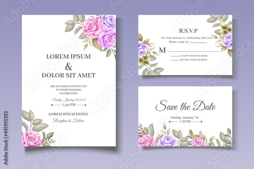 Beautiful Hand Drawing Floral Wedding Invitation Template © yudhistira300817