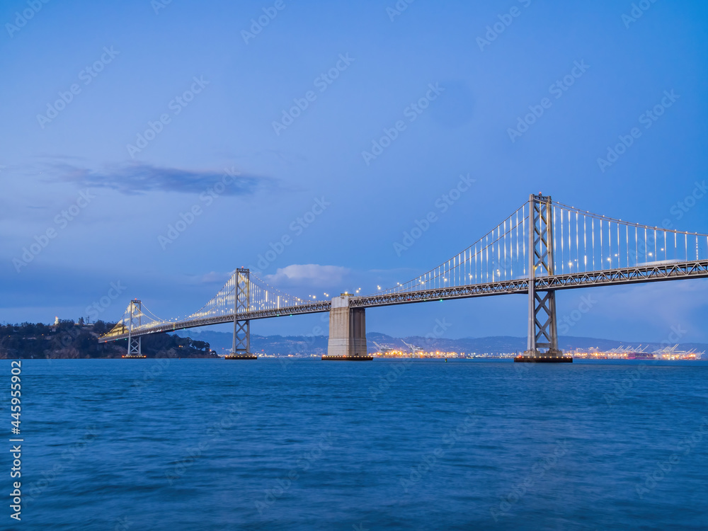Twilight view of The San Francisco Oakland Bay Bridge Twilight view of The San Francisco Oakland Bay Bridge