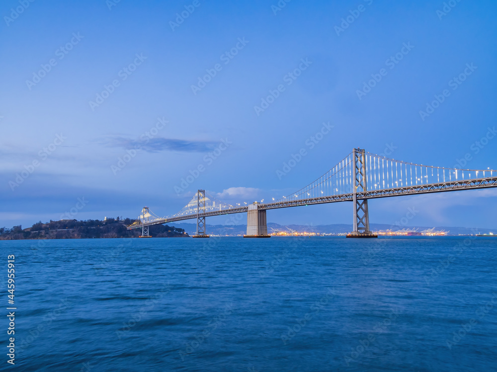 Twilight view of The San Francisco Oakland Bay Bridge Twilight view of The San Francisco Oakland Bay Bridge