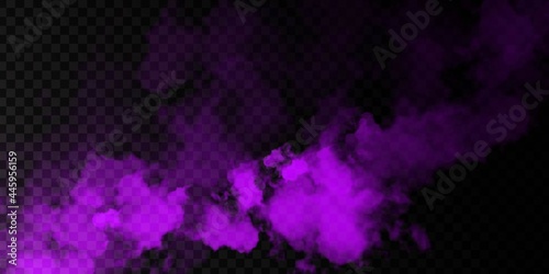 Vector realistic isolated Purple Smoke effect for decoration and covering on the transparent background.