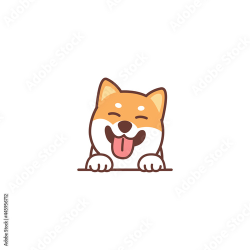Cute shiba inu dog smiling cartoon, vector illustration