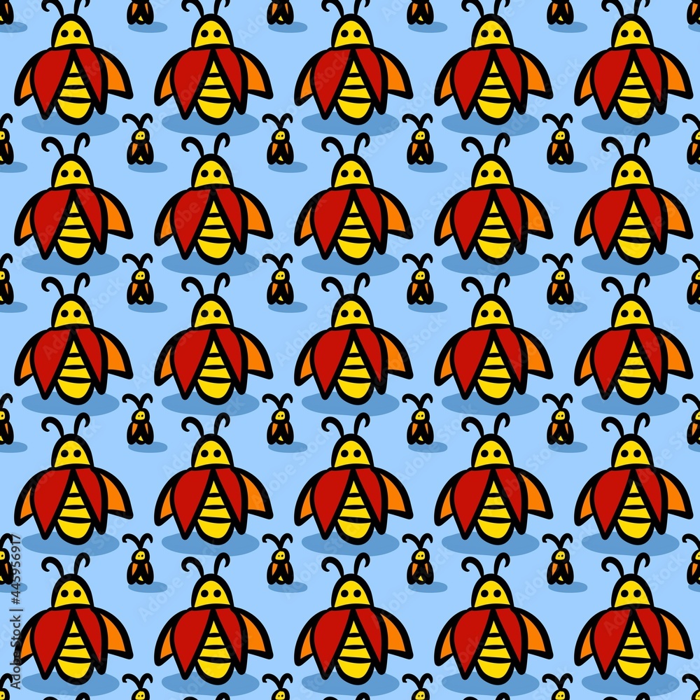 seamless pattern of cute bug cartoon