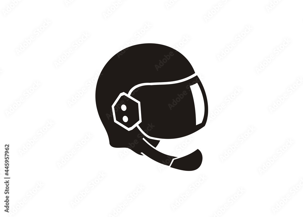 Motorcycle helmet simple illustration in black and white. Motorcycle helmet simple illustration in black and white.