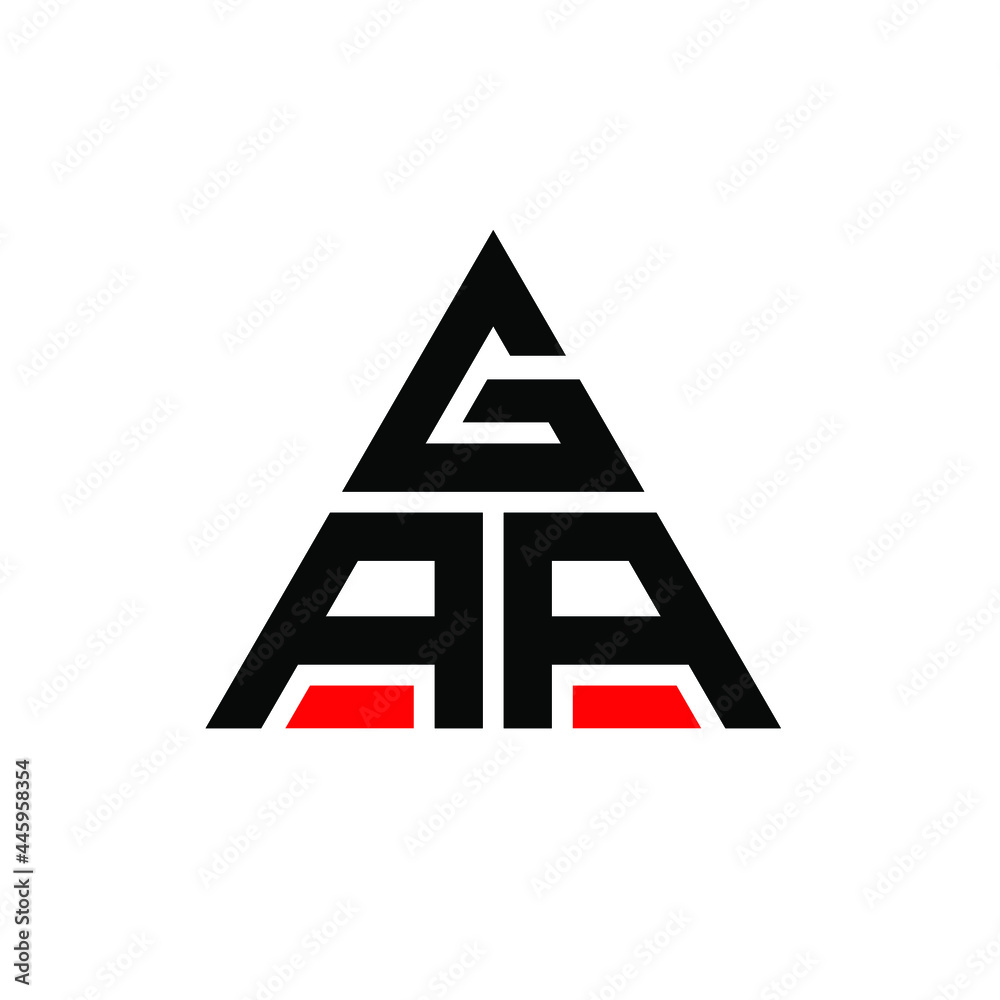 GAA triangle letter logo design with triangle shape. GAA triangle logo design monogram. GAA triangle vector logo template with red color. GAA triangular logo Simple, Elegant, and Luxurious Logo. GAA 