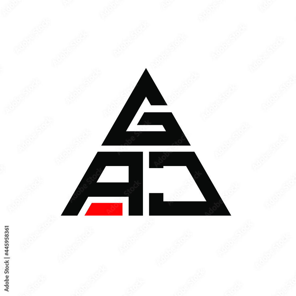 GAJ triangle letter logo design with triangle shape. GAJ triangle logo design monogram. GAJ triangle vector logo template with red color. GAJ triangular logo Simple, Elegant, and Luxurious Logo. GAJ  - obrazy, fototapety, plakaty 